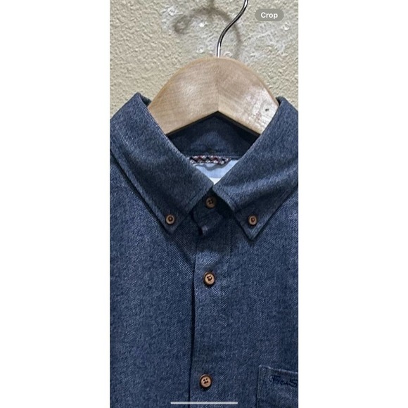 Ben Sherman Men Button Down Shirt M Long Sleeve Blue Pointed Collar 100% Cotton - Picture 5 of 10